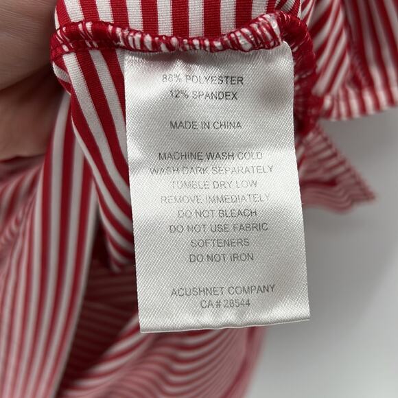 FJ FootJoy Performance Stripe Golf Polo - Red/White - Large - Picture 4 of 6